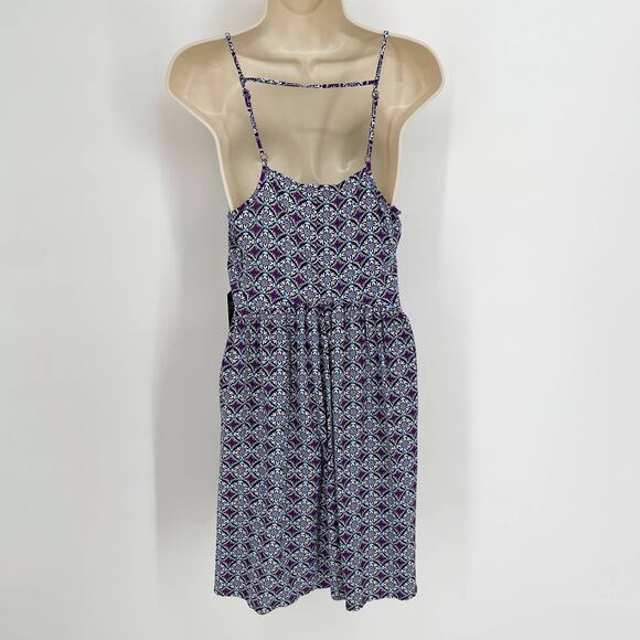 Express Dress NEW Womens Sz S Purple Multicolor Spaghetti Strap Gathered Waist - Picture 5 of 7